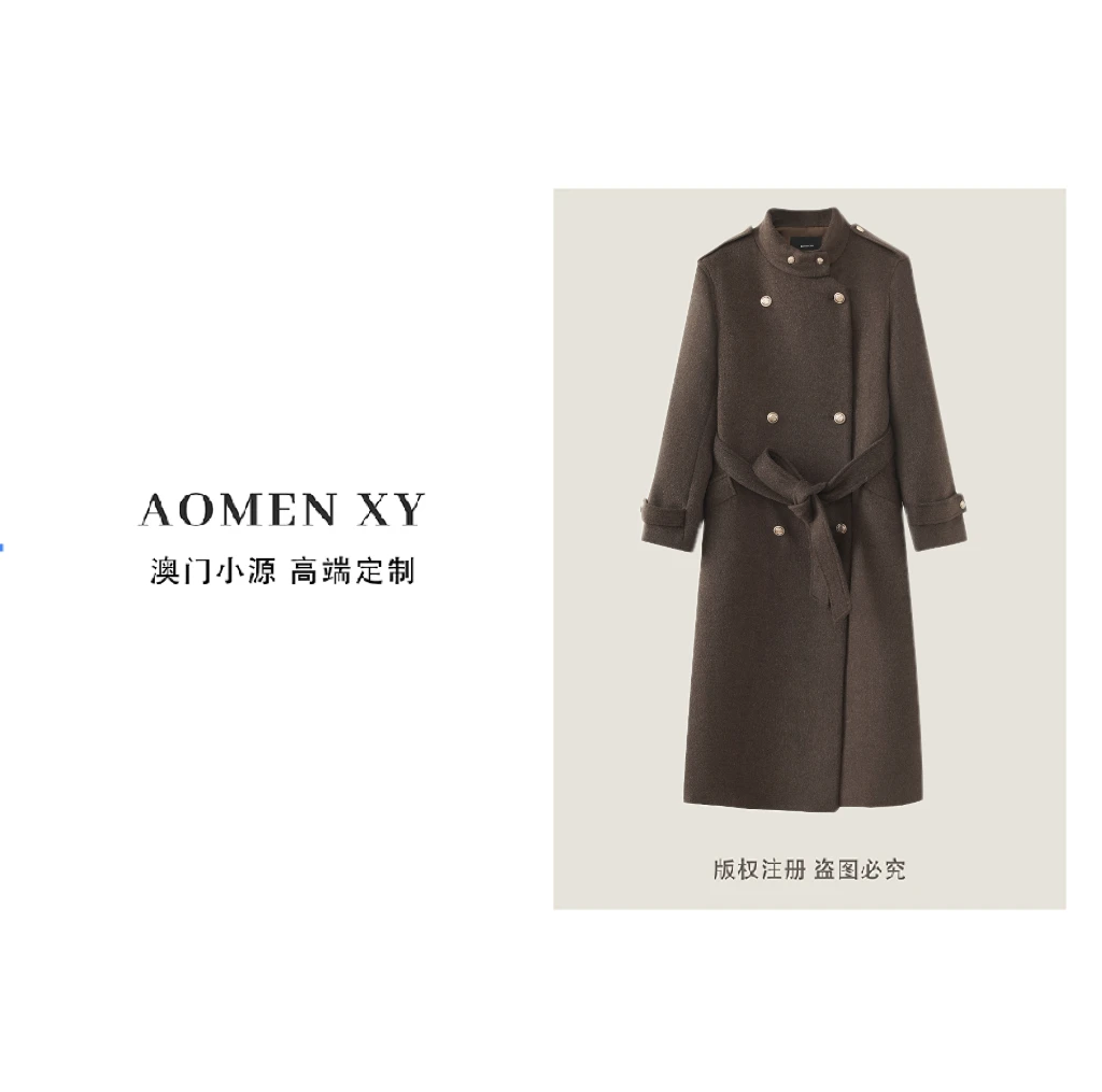 【90白鸭绒】2025年冬季新款羽绒服圣诞加厚立领棕色毛呢大衣外套女