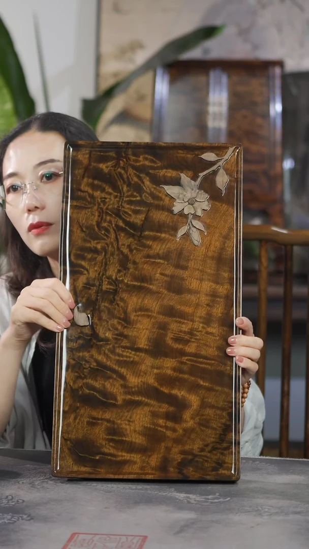 金丝楠880茶花系列云彩纹茶盘