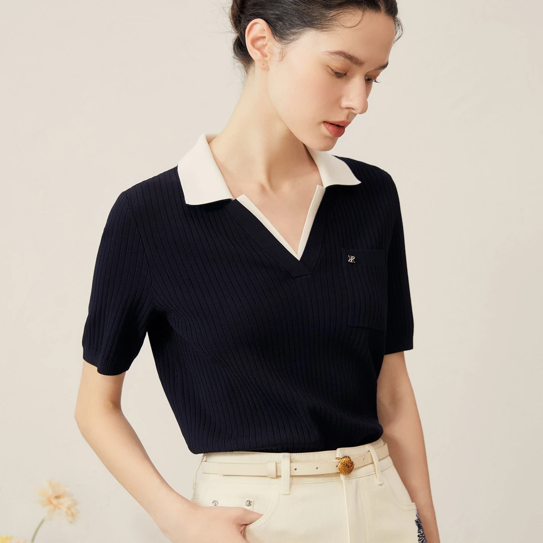 YINER音儿专选2025夏季新款法式V领衬衫优雅轻上衣8C65306176