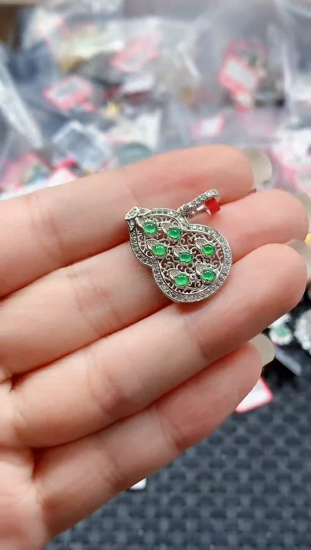 银S925镶嵌戒指翡翠天然A货缅甸翡翠