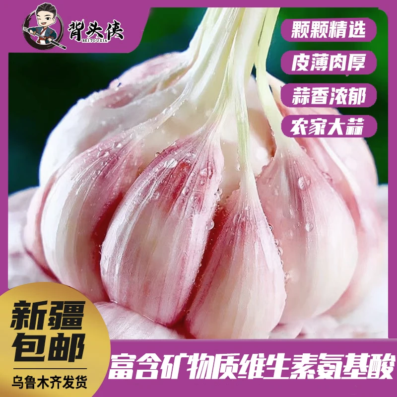 【新疆包邮】紫皮大蒜大果湿蒜，25年头茬新鲜批发2.2公斤