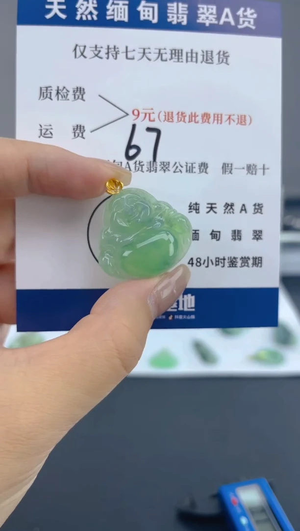 颈饰18K金镶嵌翡翠天然A货缅甸翡翠  67