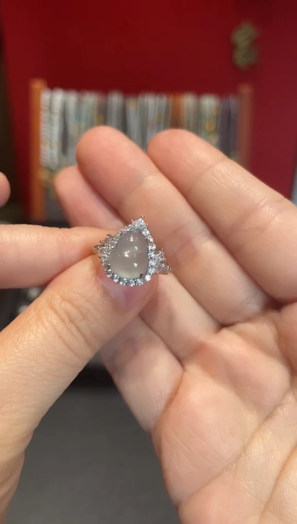 银S925镶嵌翡翠耳饰葫芦戒指