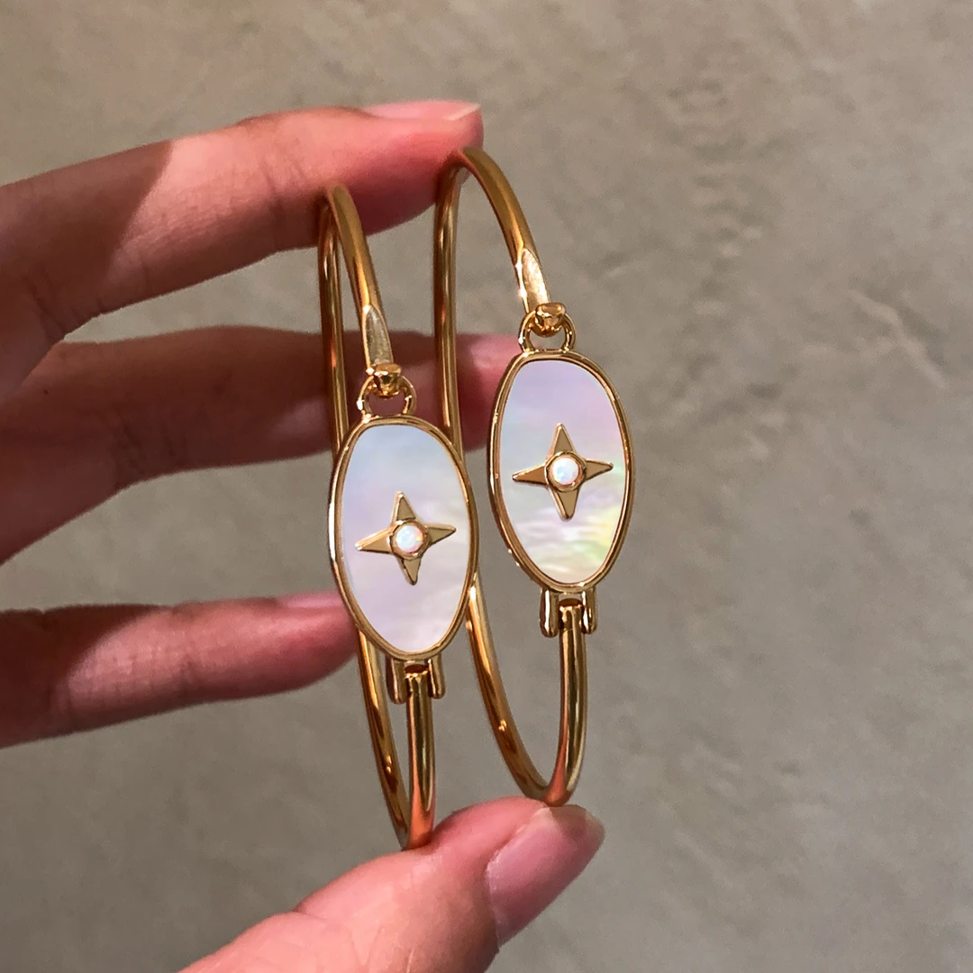 铜合金手镯 白四芒星手镯叠戴女款2025新款轻奢小众精致手链手饰