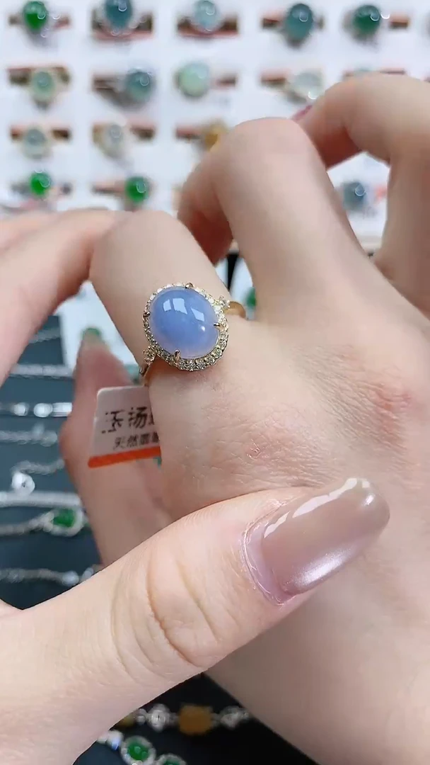 银S925镶嵌戒指翡翠天然翡翠