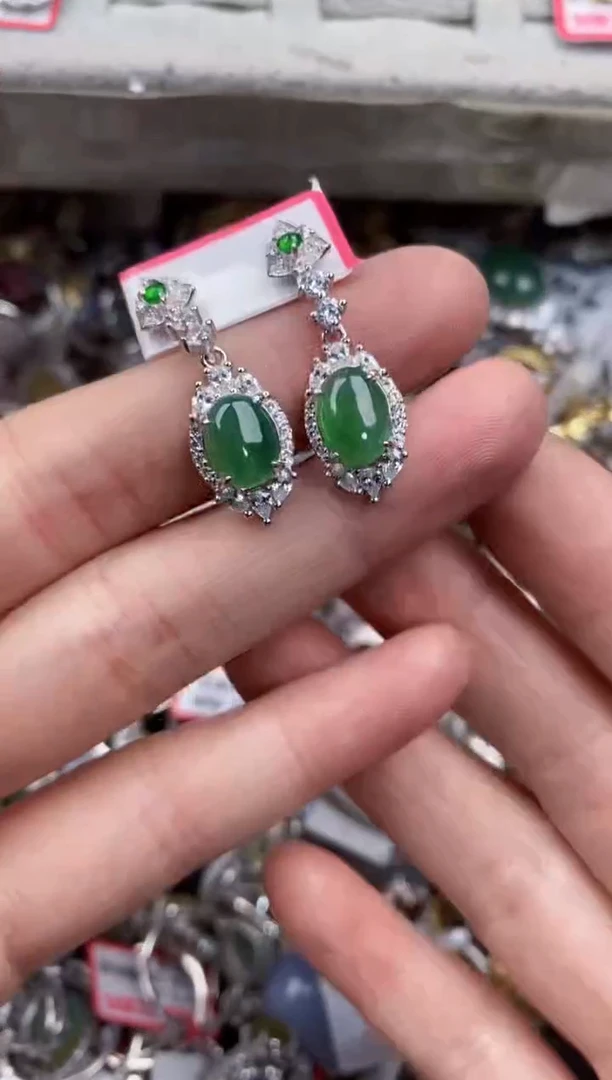 银S925镶嵌戒指翡翠12   8