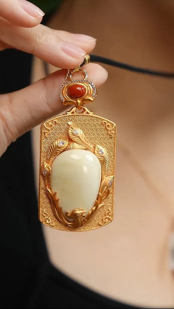 蜜蜡吊坠(赠链)银S925镶嵌凤鸣