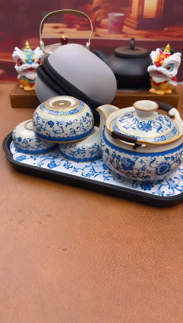 陶瓷茶具摆件旅行套组