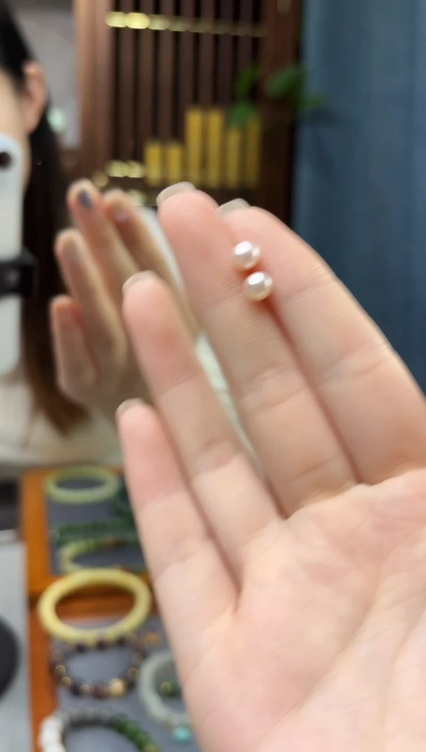 18K金镶嵌耳饰淡水珍珠18K金珍珠耳钉ZX