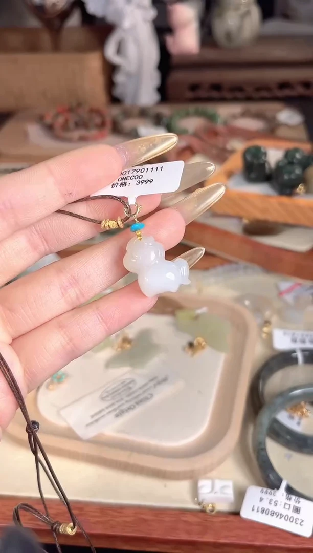 项链银S925镶嵌和田玉多样性发其一孤品默认微瑕