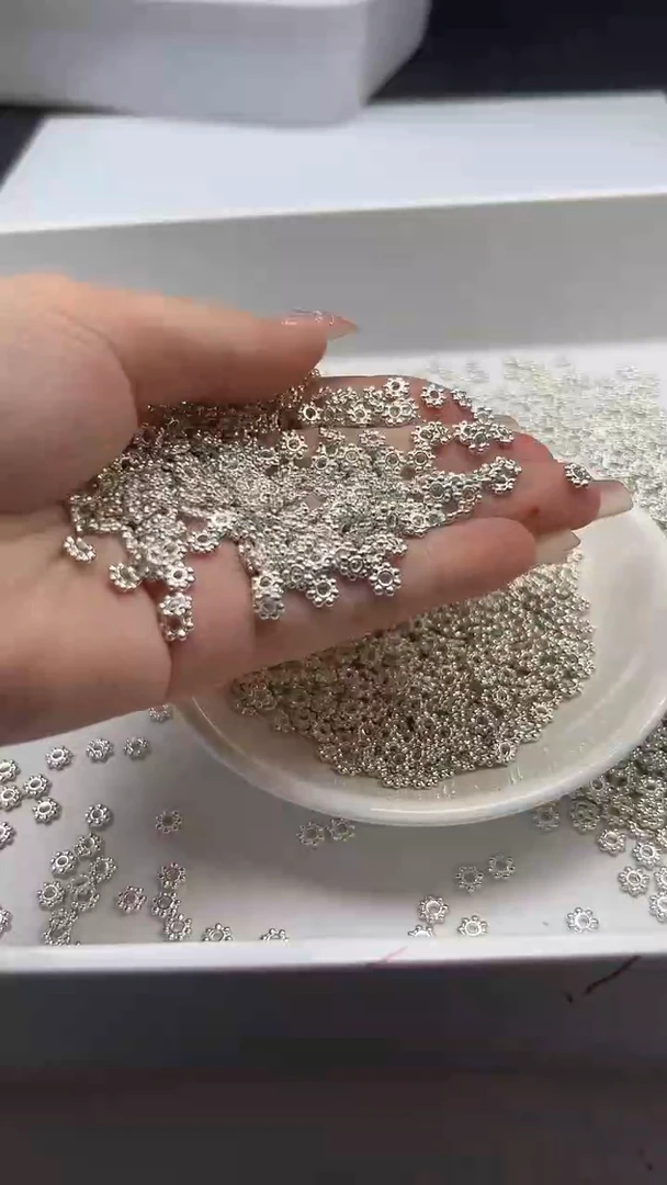银S800镶嵌颈饰玛瑙/玉髓x852银雪花隔片6mm*40颗