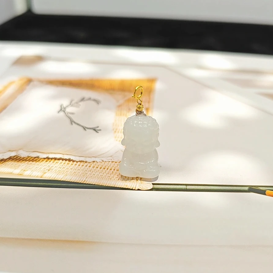 和田玉 白玉宝宝佛吊坠 18k金 2079 多样性发一件