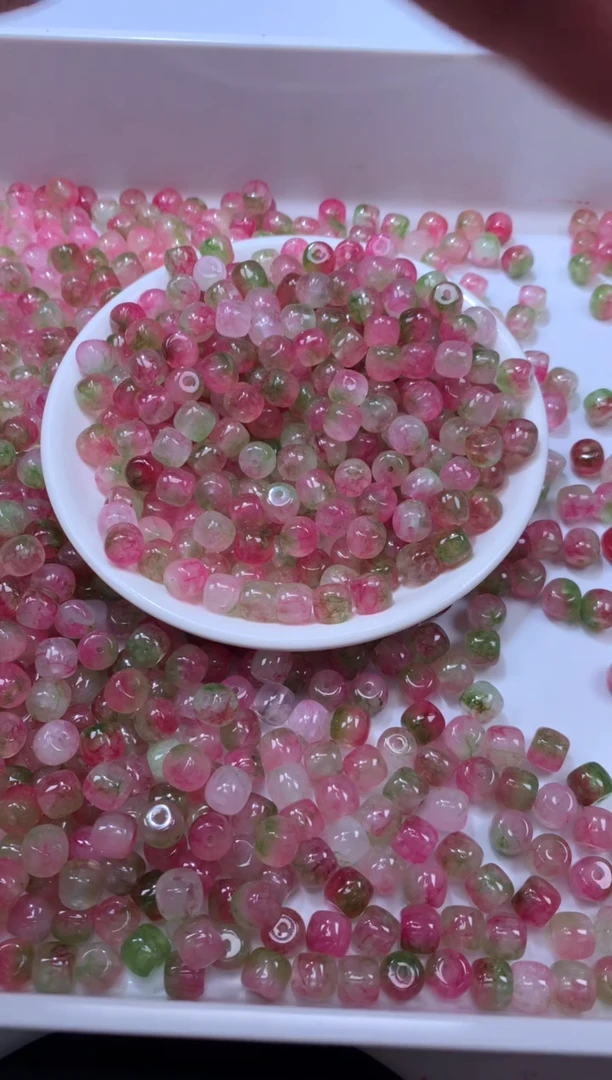 颈饰未镶嵌水晶W1781 深色西瓜碧玺老型8*7MM*10颗