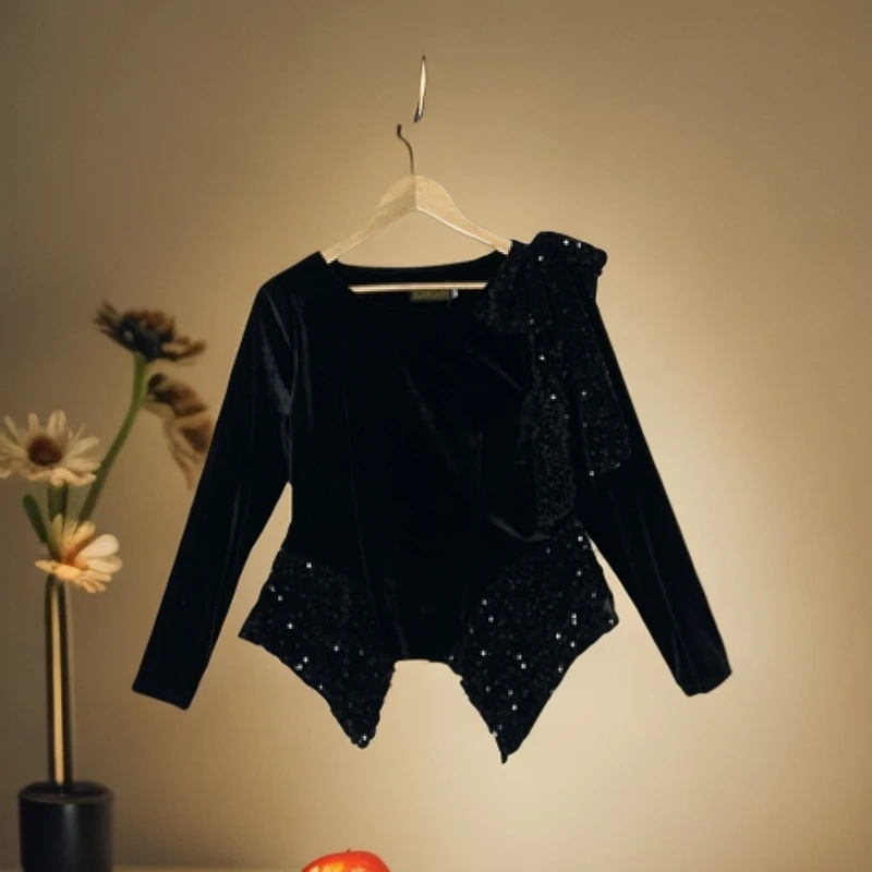 秋天打底新款衬衫女装秋季秋冬拼接法式百搭气质黑色长袖时尚上衣