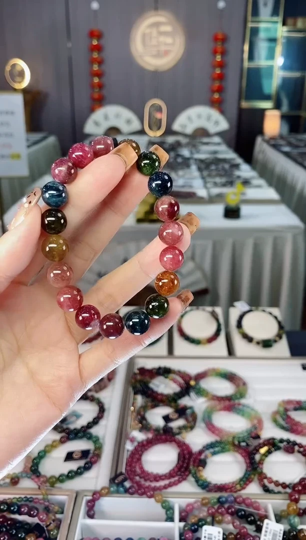 未镶嵌老矿碧玺色标单圈手串10mm+碧玺哈*dan多样性发货一条