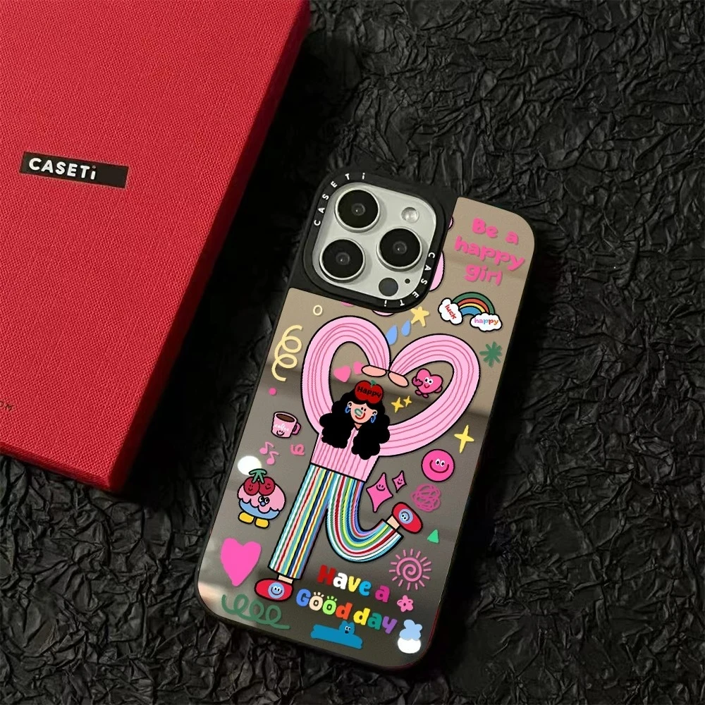 彩色涂鸦热人偶适用苹果16/15/14手机壳iPhone13潮牌镜面12防摔11