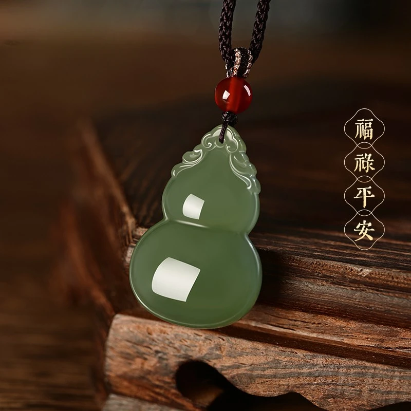 和田玉青玉葫芦吊坠高冰湖水绿晴水福禄项链福禄玉坠女士坠链百搭