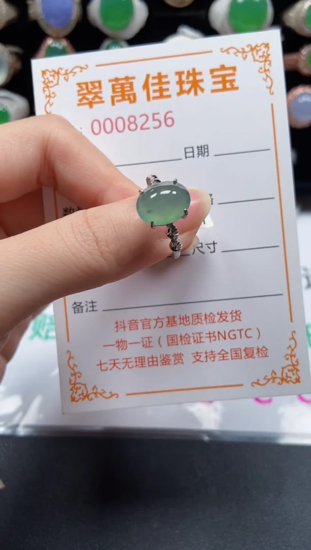 银S925镶嵌戒指翡翠8256