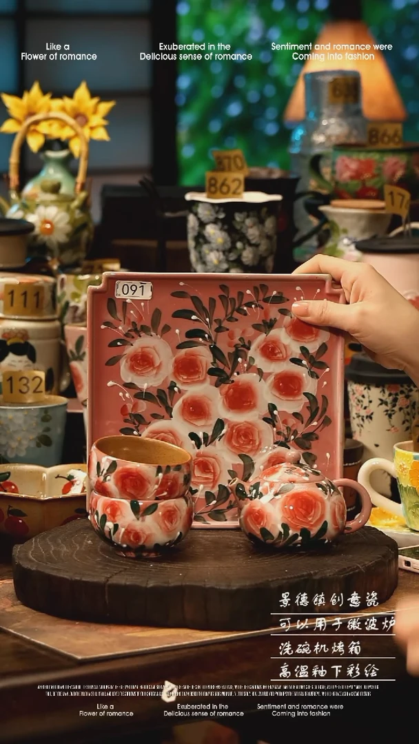 陶瓷景德镇高温釉下彩手工手绘款式