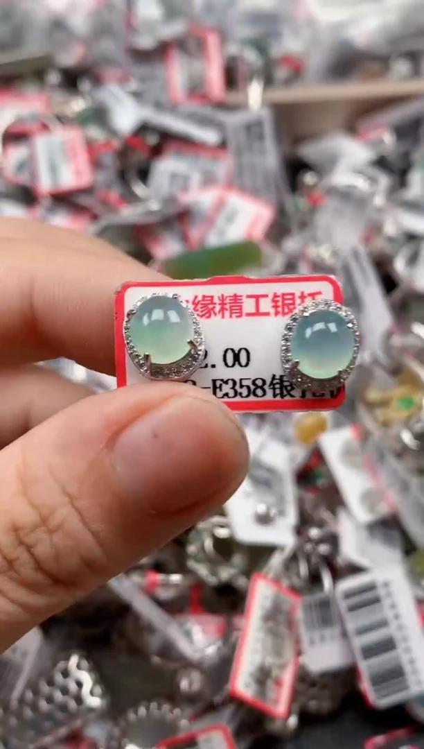 银S925镶嵌戒指翡翠天然A货缅甸翡翠