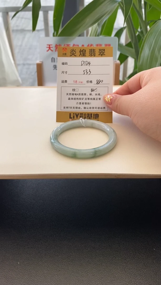 未镶嵌手镯翡翠53.3圈口编码d124