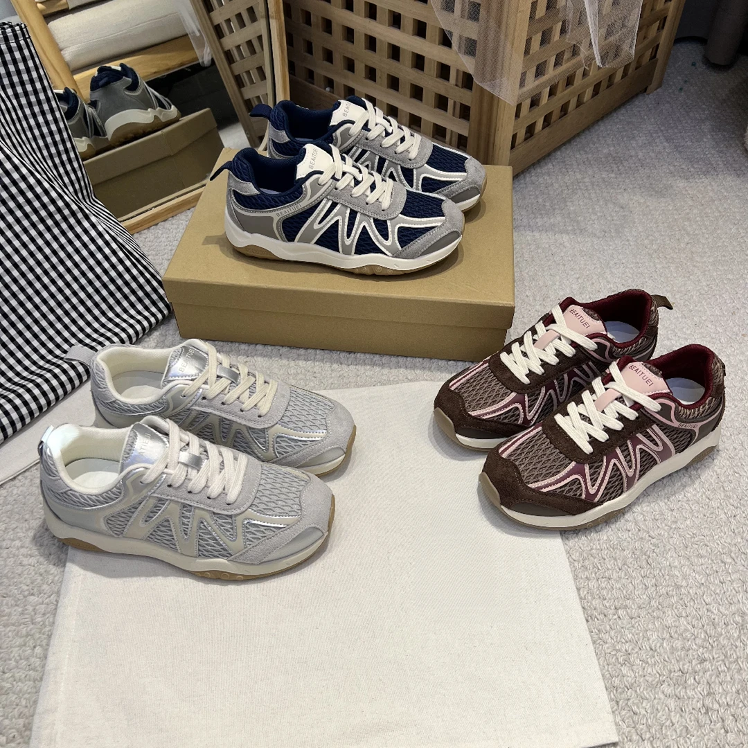 透气网面德训鞋女2025早秋新款时尚防滑运动鞋轻便慢跑鞋阿甘鞋