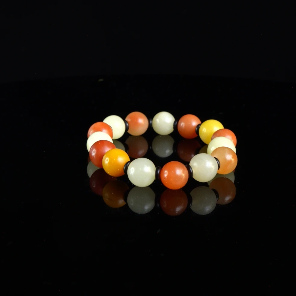 Lot.8.寿山石结晶芙蓉多宝手串34.6克