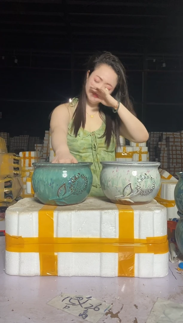 宜兴紫砂粗陶花盆20/14