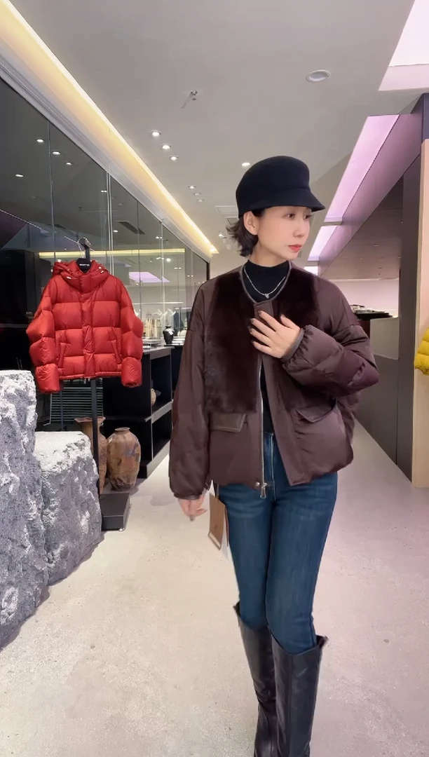 【张小张专属】百搭水貂外套40077  咖色