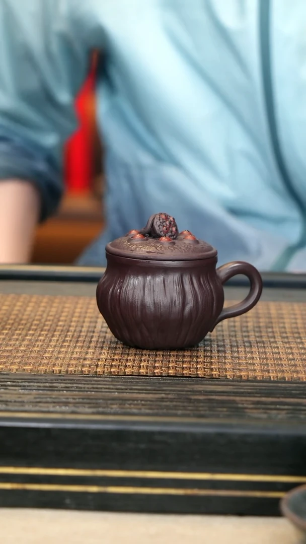 紫砂壶17《莲子盖杯》紫泥