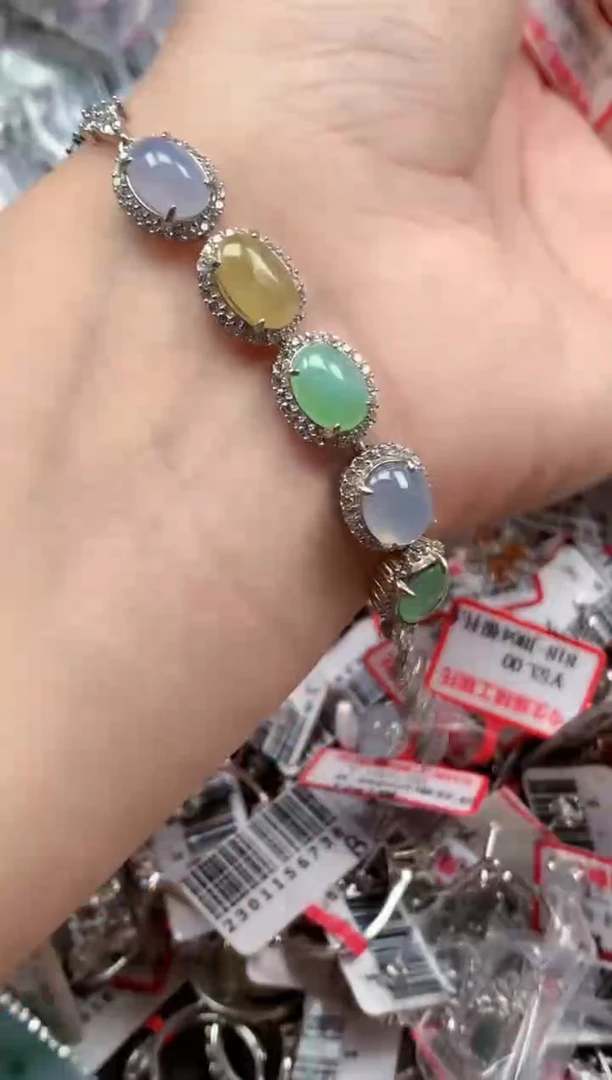 银S925镶嵌戒指翡翠天然A货缅甸翡翠