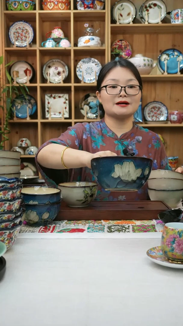 瓷片小可高温陶瓷餐具一组6只面碗