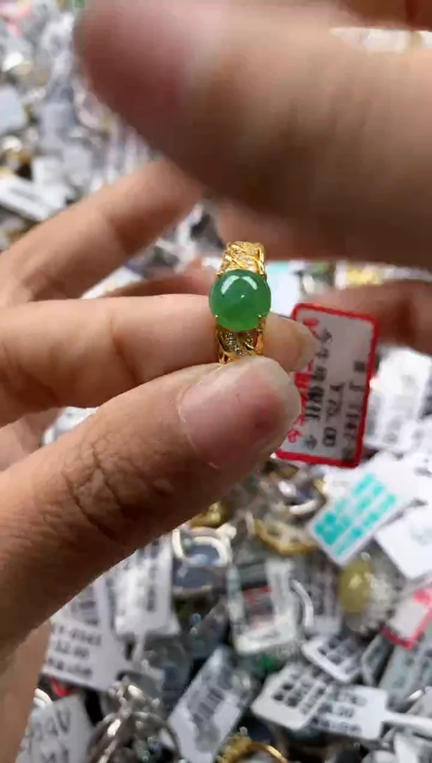 银S925镶嵌戒指翡翠444---10