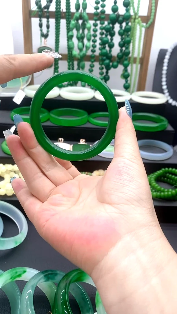 非金属珐琅满绿小圆条58-59圈口