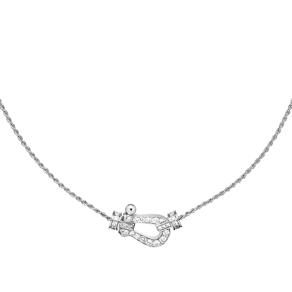 未使用 FRED/斐登 Force 10系列 中号镶钻满钻航海马蹄扣项链