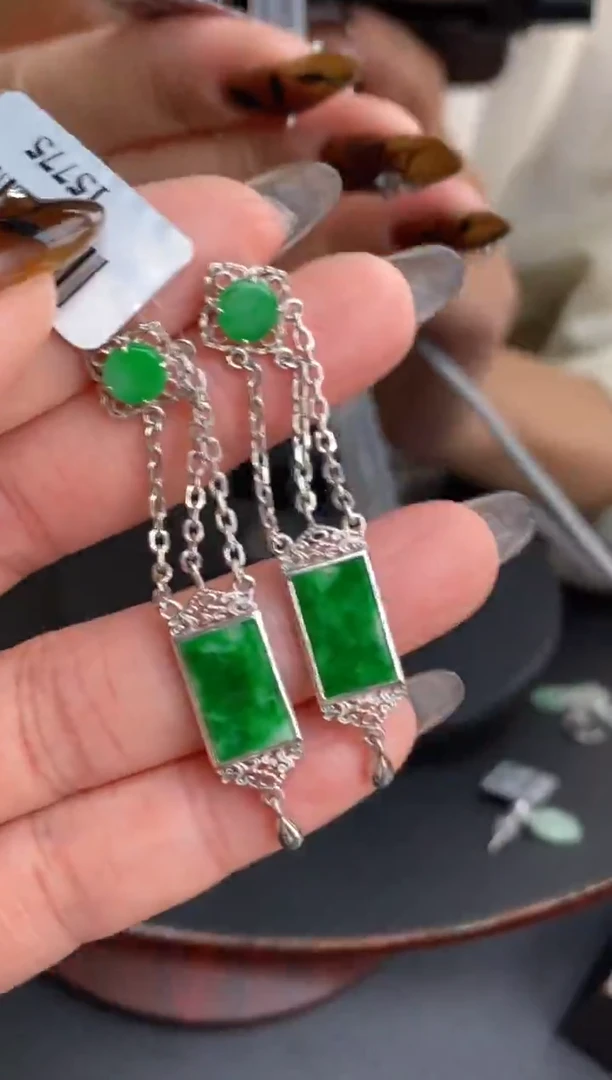 颈饰银S925镶嵌翡翠净货15775