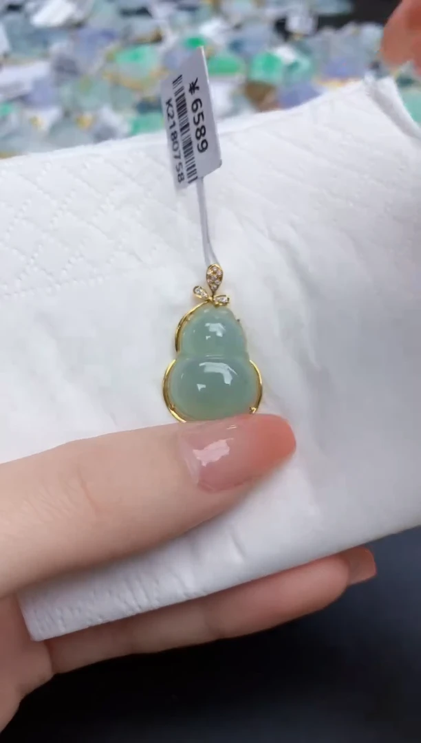 【闪购商品】翡翠颈饰18K金镶嵌天然缅甸翡翠A货