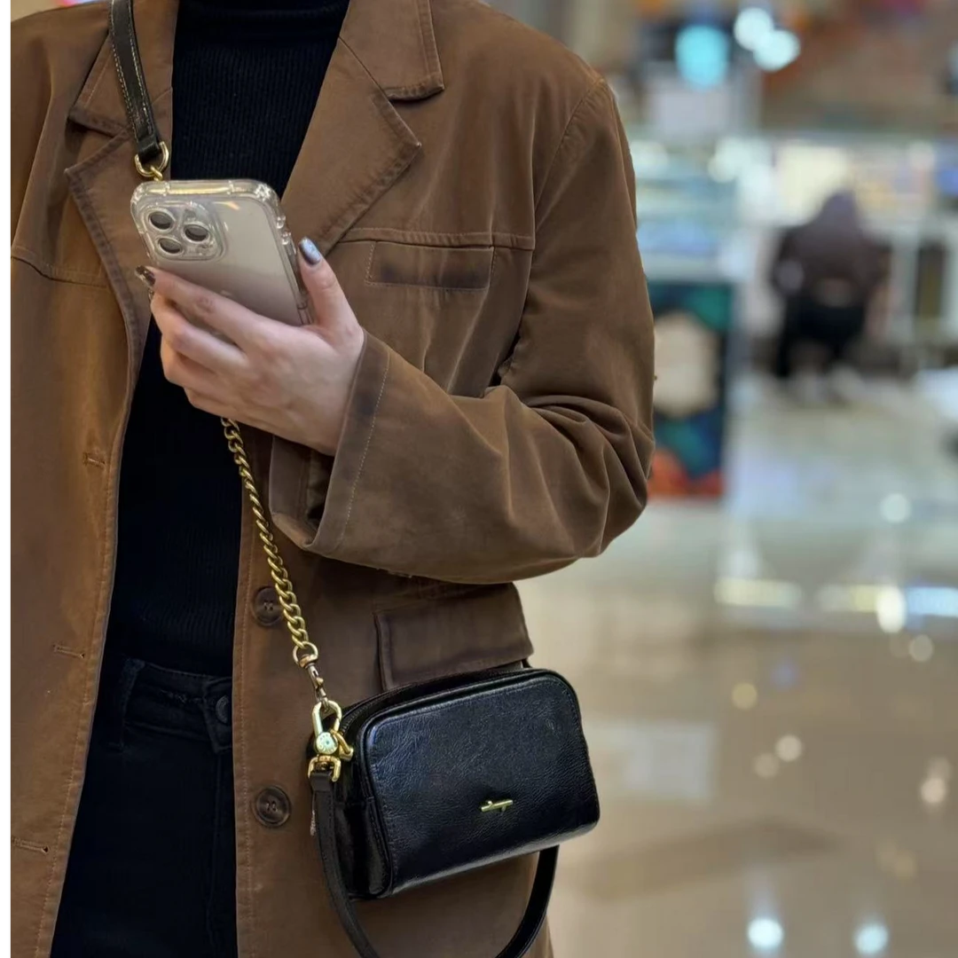 食草堂专柜女包  斜挎包简约时尚小方包女士复古休闲斜跨包  一凝