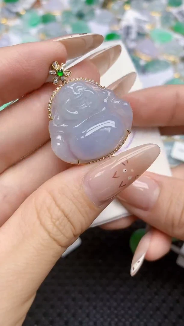 翡翠18K金镶嵌颈饰113   天然翡翠A货