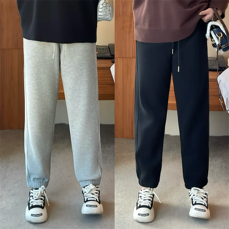 花契“山系主义”大码女装秋冬百搭200斤胖mm宽松加绒休闲裤3132-X