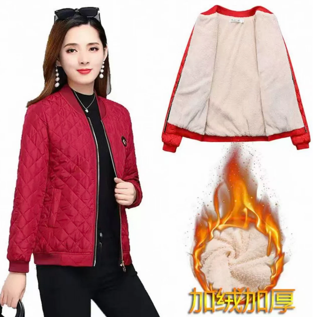 宽松短款厚款纯色保暖棉衣加绒棉袄中老年冬装妈妈上衣外套女装
