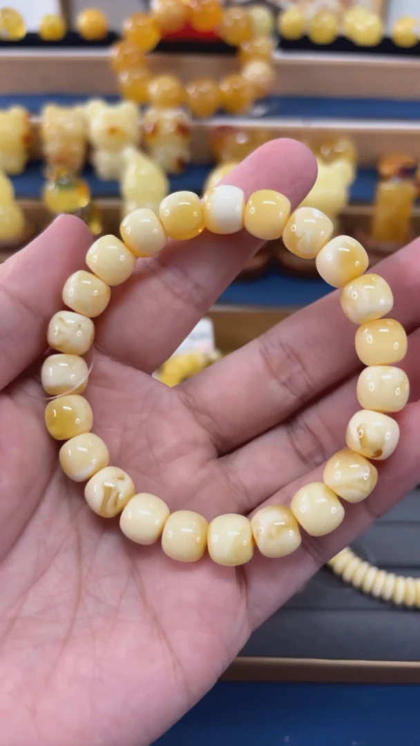 手串蜜蜡未镶嵌p45白花蜡精工老型单圈 13.82克 10mm