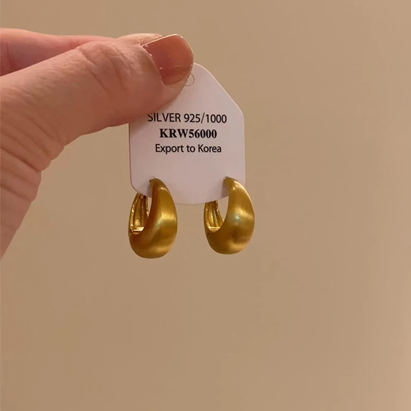 合金耳饰 金色拉丝耳环2025新款爆款轻奢高级耳扣女小众气质耳圈