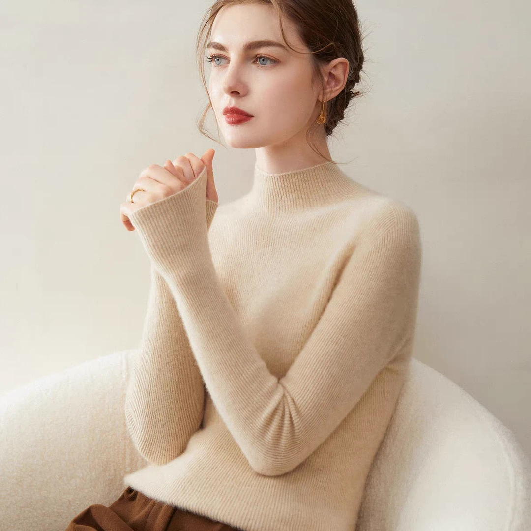 【一线成衣·全无缝】360克2025秋冬新款针织半高领打底衫女显瘦套头