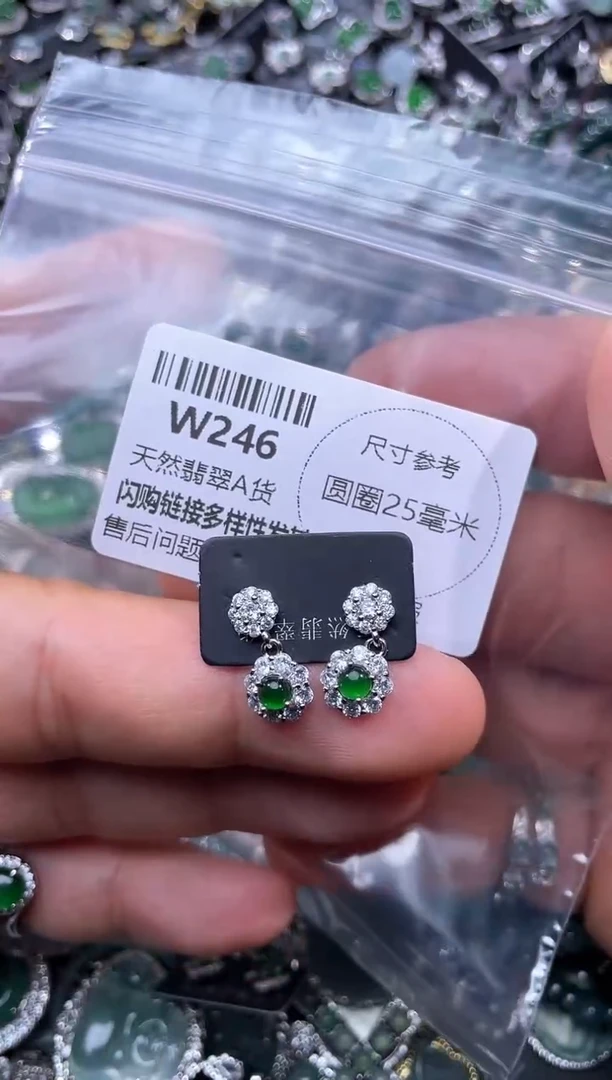 【闪购商品】翡翠颈饰未镶嵌W246耳钉