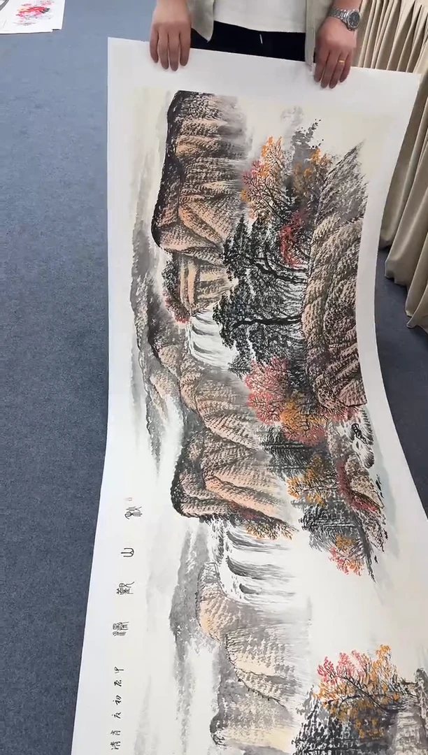国画秋山观瀑同类型随机