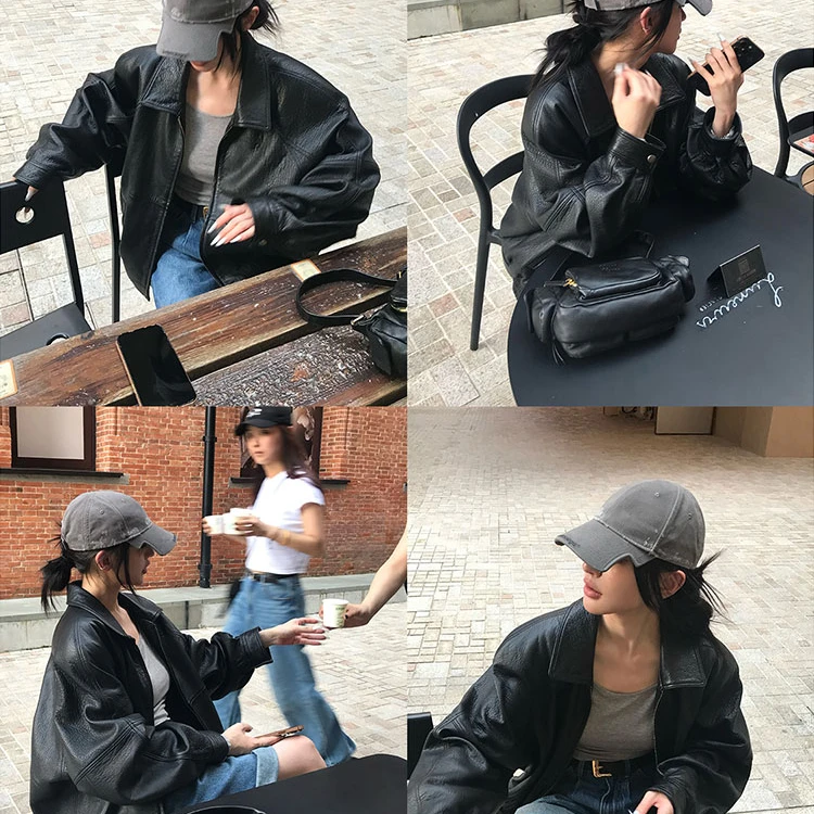 COCO皮草“霸气千金”新西兰进口绵羊皮泡纹真皮皮衣外套皮夹克女