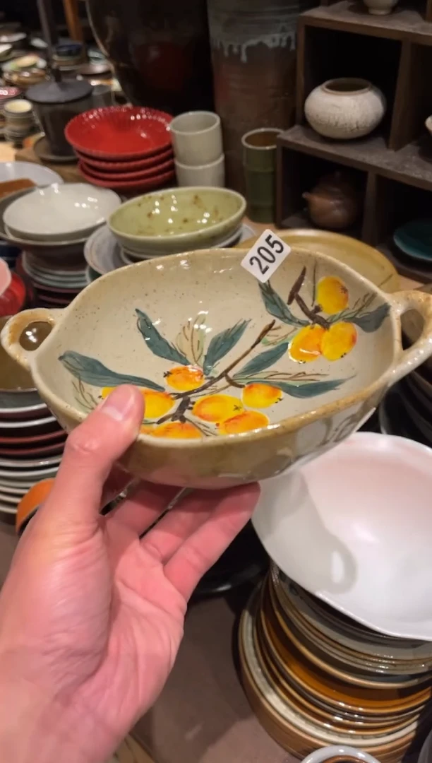 【闪购商品】瓷片205 手绘枇杷双耳盘1个