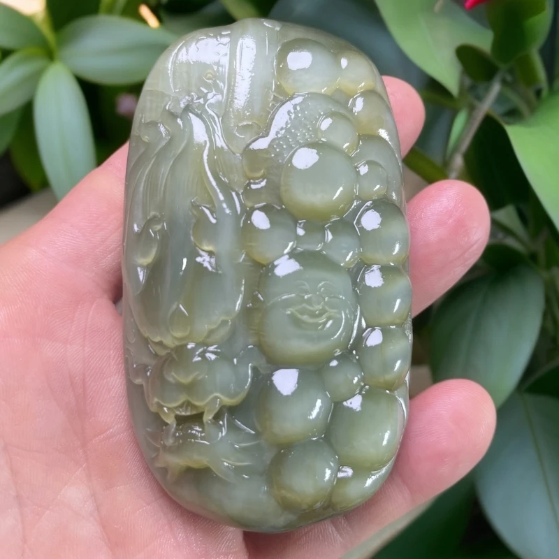 和田玉碧玉精品手把件