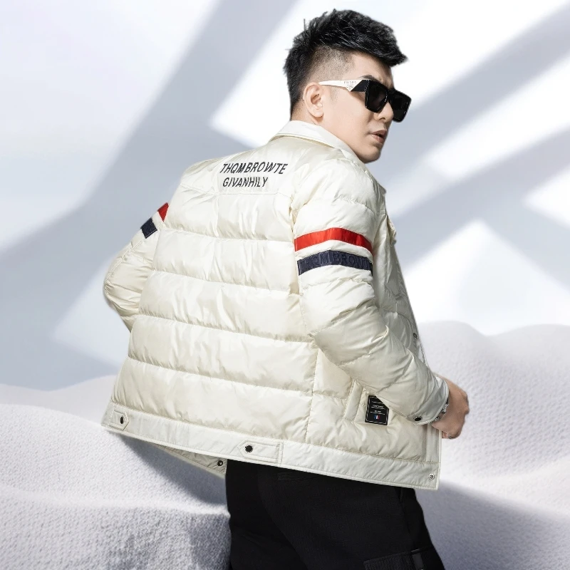 宾斯洛特轻薄羽绒服男装外套冬季新款痞帅翻领时尚防寒服男士衣服
